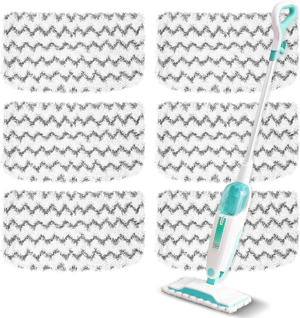 6 Pack Steam Mop Replacement Pads Compatible with Shark Steam Mops S1000/ S1000A/ S1000C/ S1000WM/ S1001C, Floor Steamer Pads Washable, Reusable Microfiber Cleaner Pads