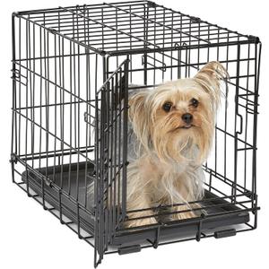 Midwest Homes for Pets Newly Enhanced Single & Double Door iCrate Dog Crate, Includes Leak-Proof Pan, Floor Protecting Feet, Divider Panel & New Patented Features (18.0"L x 12.0"W x 14.0"H, Black)