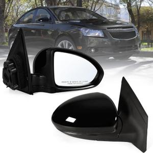 Right Passenger Side Mirror Fits 2011-2015 Chevy Cruze Sedan/Hatchback with Power Glass without Heated without Turn signal Match Black Replace GM1321420 (3 Pins)