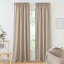 RYB HOME Sheer Linen Curtains 90 inches Long, Rod Pocket Easy Sliding Linen Blend Elegant Light Filtering Privacy Protected Panels for Living Room, Khaki, 52" W, 2 Panels