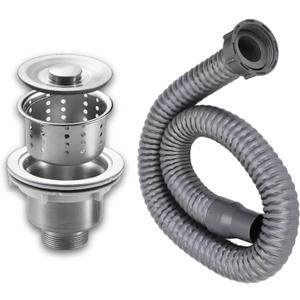 Drain Plug Basket Strainer Stainless Steel Sink Plug Kit, Hair Salon Shampoo Basin Drain Plug kit, Fast Drainage Sink Plug with Hair Catcher Accessories for Shampoo Bed, kitchen, Sturdy and Durable
