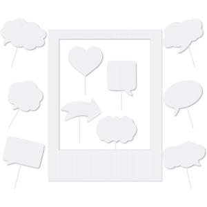 11 Pcs Blank Photo Booth Frame with Photo Prop Signs, 32 x 24 Large Selfie Frame DIY Thick Writable Picture Prop Kit for Birthday Wedding Anniversary Party Festival Holiday Supplies