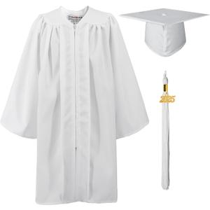 GraduationMall Matte Kindergarten Graduation Gown Cap Set with 2025 Tassel (27, White)