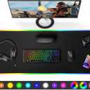 Gimars Large RGB Gaming Mouse Pad, Desk Pad with 12 LED Lighting Modes, Premium Micro-Weave Cloth, 5mm Thickened Mat, Keyboard and Mousepad for Desk, Gaming, Office (Black-RGB+Usb Port)