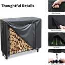 4 FT Firewood Rack Cover, Outdoor Log Rack Cover, 600D Oxford Waterproof Heavy Duty outdoor firewood Storage rack cover with Buckle, Cover Only (Black)
