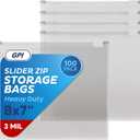 100 Count - Slider Zip Quart Food Storage Bags, 8" x 7" 3 Mil Heavy Duty, Strong & Durable For Freezer Storage, For Sandwiches, Snacks & More. GPI