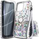 NGB Designed for iPhone 11 Pro-Max Case, Crystal Gem | Glitter Liquid Sparkle Cute Cover for Women Girls Kids | with Tempered Glass Screen Protector & Ring Holder & Wrist Strap