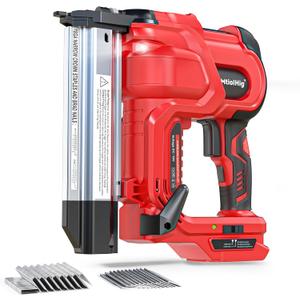 Cordless 2" Brad Nailer Compatible with Milwaukee Battery(No Battery), 2-in-1 Electric Nail Gun/Staple Gun, 18 Gauge Nail Gun Battery Powered with 1000 Nails for Wood Carpentry