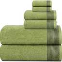 Belizzi Home 100% Cotton Ultra Soft 6 Pack Towel Set, Contains 2 Bath Towels 28x55 inchs, 2 Hand Towels 16x24 inchs & 2 Washcloths 12x12 inchs, Compact Lightweight & Highly Absorbant - Kiwi Green