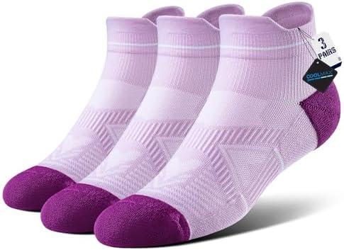 BRISIRA Coolmax Bamboo Viscose Women Compression Running Ankle Socks No Show Athletic Wicking Thick Cushioned Arch Support, 3 Pack, M