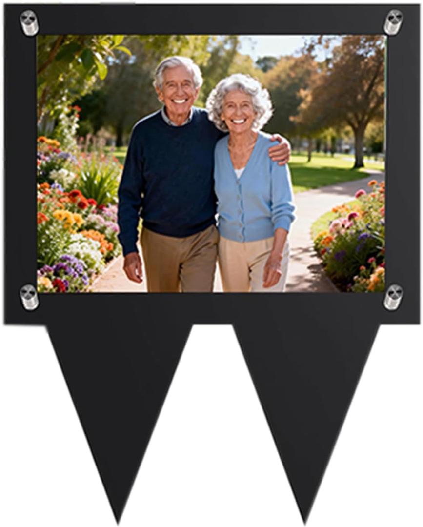 5X7 Waterproof Picture Frame for Grave, Cemetery Decorations for Grave, Grave Decoration for Cemetery, Vertical Black Outdoor Acrylic Picture Frame for Grave Memorial Sympathy Gifts