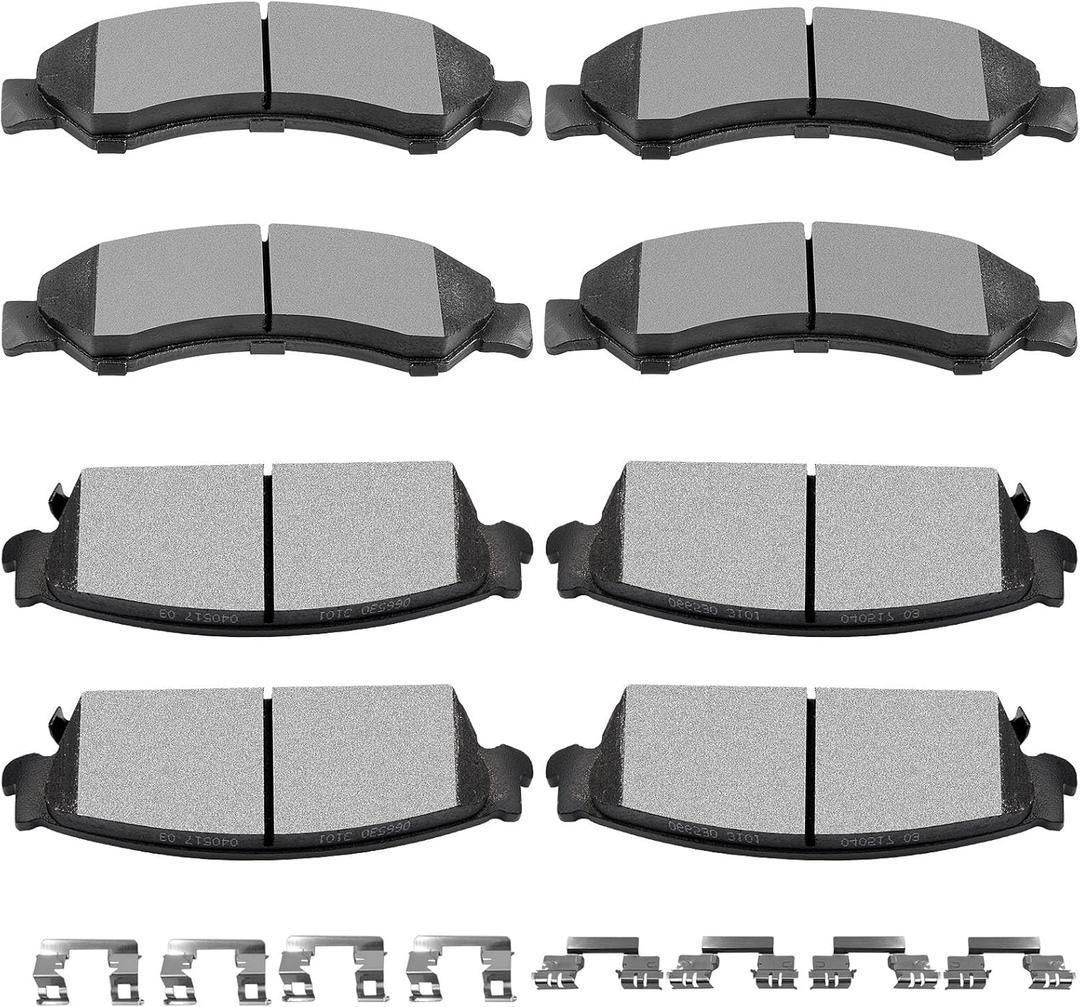 Ceramic Brake Pads Kits,SCITOO 8pcs Brakes Pads Set Fit For Cadillac Escalade ESV/EXT,For Chevy Avalanche/Silverado 1500/Suburban 1500/Tahoe,For GMC Sierra 1500/Yukon/Yukon XL 1500
