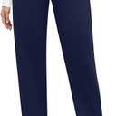 DLOODA Stretchy Work Pants Women High Waisted Pull On Dress Pants Office Business Casual Slacks with Pockets Navy Blue Meduim