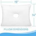 Impresa Firm Memory Foam Pillow with Ear Hole - 14 x 19 in - Includes 2 Washable Pillowcases - Non-Adjustable for Pressure & Pain Relief Post-Surgery