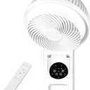 Simple Deluxe 7 inch Wall Mount Fan, 3 Speeds & 3 Modes, 15 Hours Timer, 60° Oscillating Circulating Fan, with Remote Control, Air Circulation Fan for Indoor Use, White