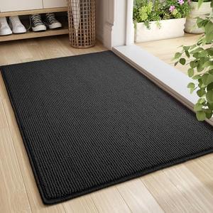 Color&Geometry Large Double Indoor Door Mat, 24"x48" Front Door Rug Inside Entrance Non Slip, Dirt Trapper Absorbent Entry Mat 2x4, Washable Doormat, Black (Rolled-up NO Creases) Pack Of 4
