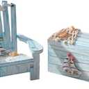 2 Pack Wooden Handmade Mini Chair Box Beach Decor Nautical Theme Decoration for Home Office Desk (Sailboat)