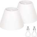 Small Lamp Shades Set of 2, White Lamp Shades for Table Lamps 5.5" Top x 10" Bottom x 6.6" High, Fabric Lampshade Replacement for Bedside Lamp, Wall Sconces, Spider Fitter, Clip on Adapters Included