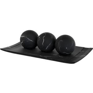 Creative Scents Black Marble Look Home Decor Bowl and Orb Set - Coffee Table Decor for Living Room - Centerpiece Table Decorations for Dining Table, Kitchen Counter, Foyer - Elegant House Decoration