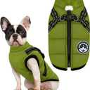 PETCARE Winter Dog Coat with Harness Built in Waterproof Dog Jackets Warm Pet Fleece Vest Windproof Snow Jacket Snowsuit Reflective Dogs Cold Weather Coats for Puppy Dogs Cats (2XL(Chest 19.7" Suggest 16-22 lbs), Green)