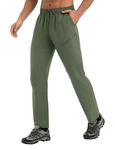 baleaf Men's Hiking Pants Ripstop Lightweight Cargo Waterproof Travel Pants Quick Dry with Zip Pockets UPF 50+ Work Army Green Size 3XL