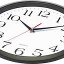 Bernhard Products Black Wall Clock Silent Non Ticking 12 Inch Quality Quartz Battery Operated Round Easy to Read Home/Office/Kitchen/Classroom/School Clocks