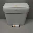 MOPALL Small Bathroom Can with Lid, 3.2 Gallon / 11.5 L Slim Plastic Garbage Bin with PopUp Lid, Mini Waste Basket Can Dog Proof for Kitchen, Bedroom, Office, Laundry, Toilet, Rv, White