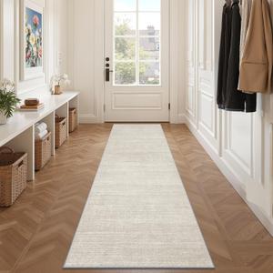 Valenrug Washable Rugs 2x8 - Stain Resistant 2x8 Area Rugs for Living Room, Non Slip Backing Large Area Rugs for Bedroom, Folable Machine Washable Area Rug (2'x8', Beige)