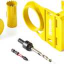 1-3/8" - 1-3/4" Door Lock Installation Kit for Metal and Wood Doors with Guide Template, Door Lock Hole Saw, M2 Steel (Yellow)