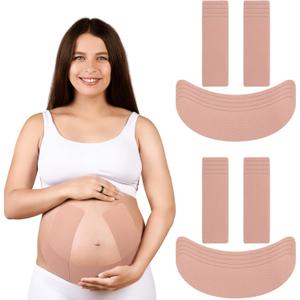 Geiserailie 10 Sets Pregnancy Belly Band Tape Hypoallergenic Pre-cut Maternity Belly Band Support Relief Round Ligament Back Pain Pregnancy Women Must Haves for Pregnant Women Gift