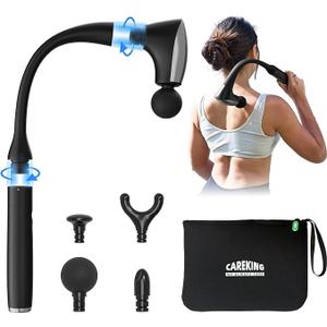 2-in-1 Detachable Muscle Massage Gun Deep Tissue with 20'' Extension Handle, Back and Neck Massager for Pain Relief, Handheld Massager for Shoulder Lower Back Leg Waist, FSA-HSA Eligible