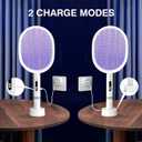 Electric Fly Swatter Racket, Upgraded 4000V Detachable Electric Bug Zapper with Dual Modes, Mosquito Zapper Racket with Type-C Rechargeable Base, Fly Killer for Indoor Outdoor, 1 Pack