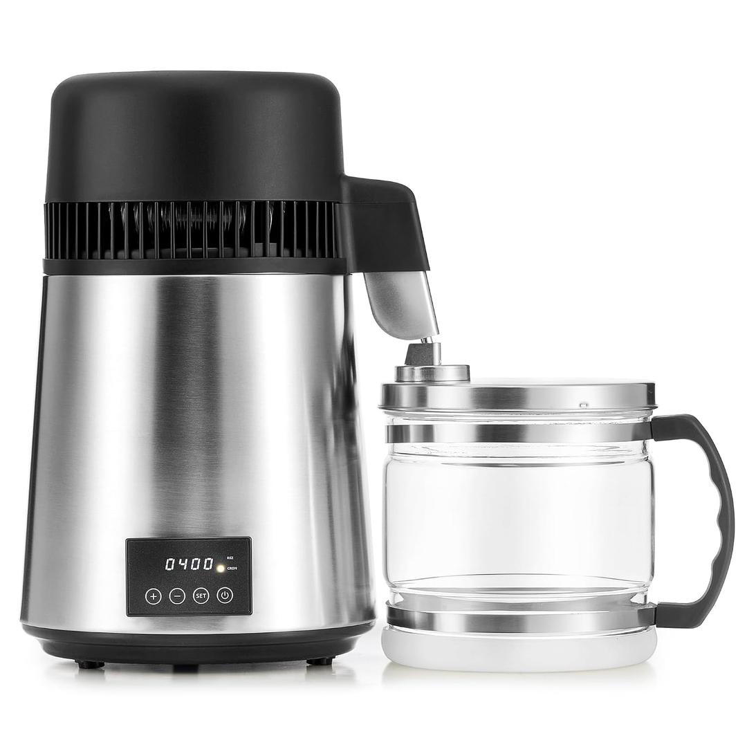 CO-Z 1.1 Gallon Water Distiller, 4L 750W Countertop Maker, Glass Pot