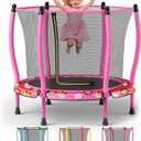 ZCMHAXJ 55" Trampoline for Kids with Curved Poles, 440lbs Capacity Indoor & Outdoor Toddler Trampoline, Gifts for Boys & Girls