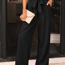 LILLUSORY Wide Leg Dress Pants Women's Paperbag High Waisted Business Casual Trousers with Removable Belt (Black, L)