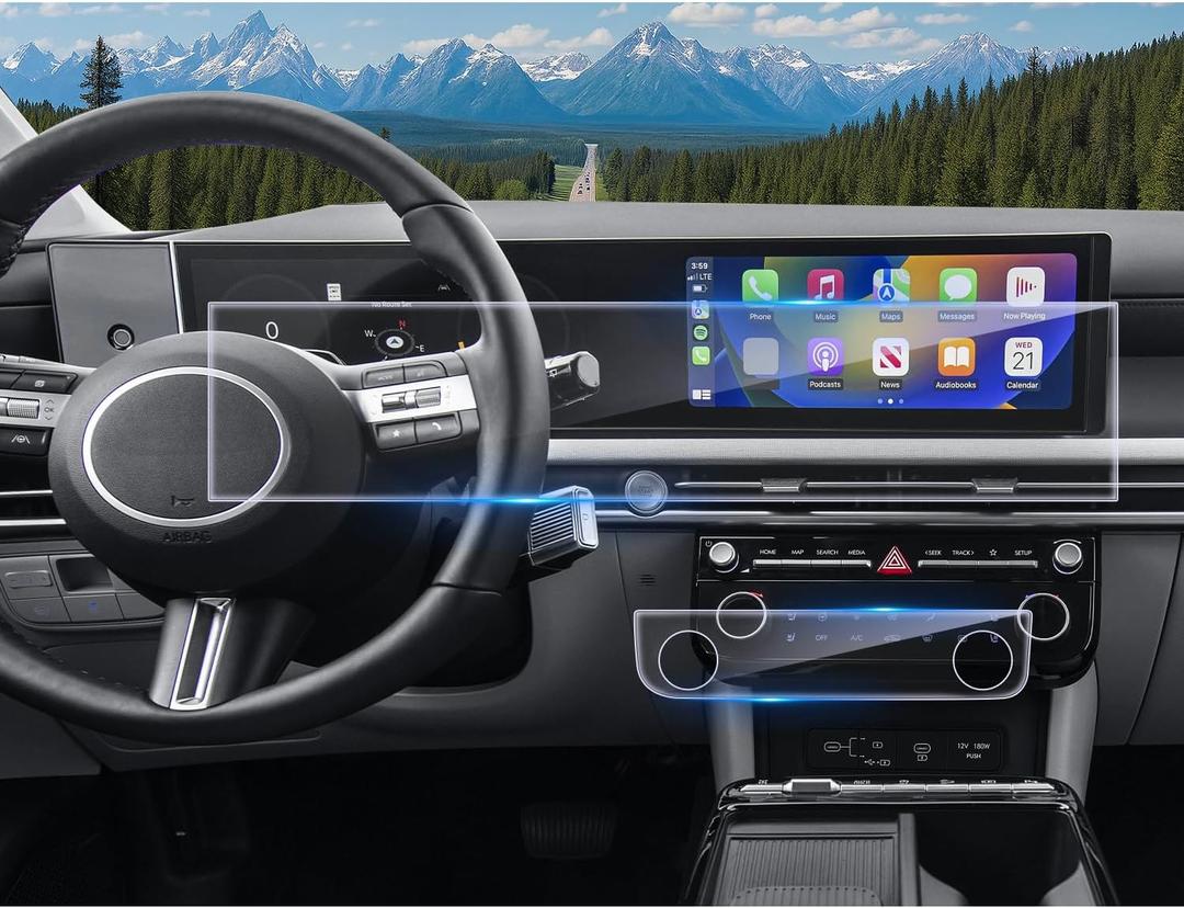 CDEFG 3Pcs for 2026 Hyundai Tucson Screen Protector, Tempered Glass 2025 2026 Tucson (SE, SEL, SEL Convenience, XRT, Limited) Accessories 12.3 Inch All-in-One Touchscreen & AC Screen Cover