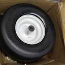 AR-PRO (2-Pack) 13x6.50-6 Flat Free Tire and Wheel - Universal 13x6.5-6 Solid Rubbe Riding Lawn Mower Tire with Rim - With 5.5"-7.8 Centered Hub and 3/4" Bearings extra 5/8" 1/2 Bushings (White(Smooth Tread))