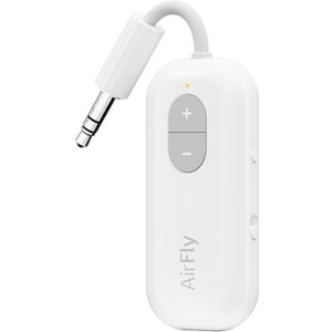 Twelve South AirFly SE | Bluetooth Wireless Audio Transmitter Adapter for AirPods/Headphones, 20+ Hr Battery, Works with 3.5mm aux Jacks on Airplanes, TVs, Gym Equipment, and Travel (White)
