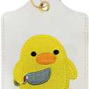 Luggage Tag for Suitcase, Embroidered Letter Unique Leather Bag Tags Identifiers Privacy Cover ID Label for Women Men Kids Girls Cruise Airport Travel, Duck