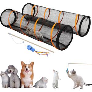 Cat Play Tunnel-for Indoor and Outdoor, Cat Play House, Cat Enclosures Easy to Connect with Two Zipper Doors,Product Size 67'' x 18'',2pcs /Set,Orange 2 Packs
