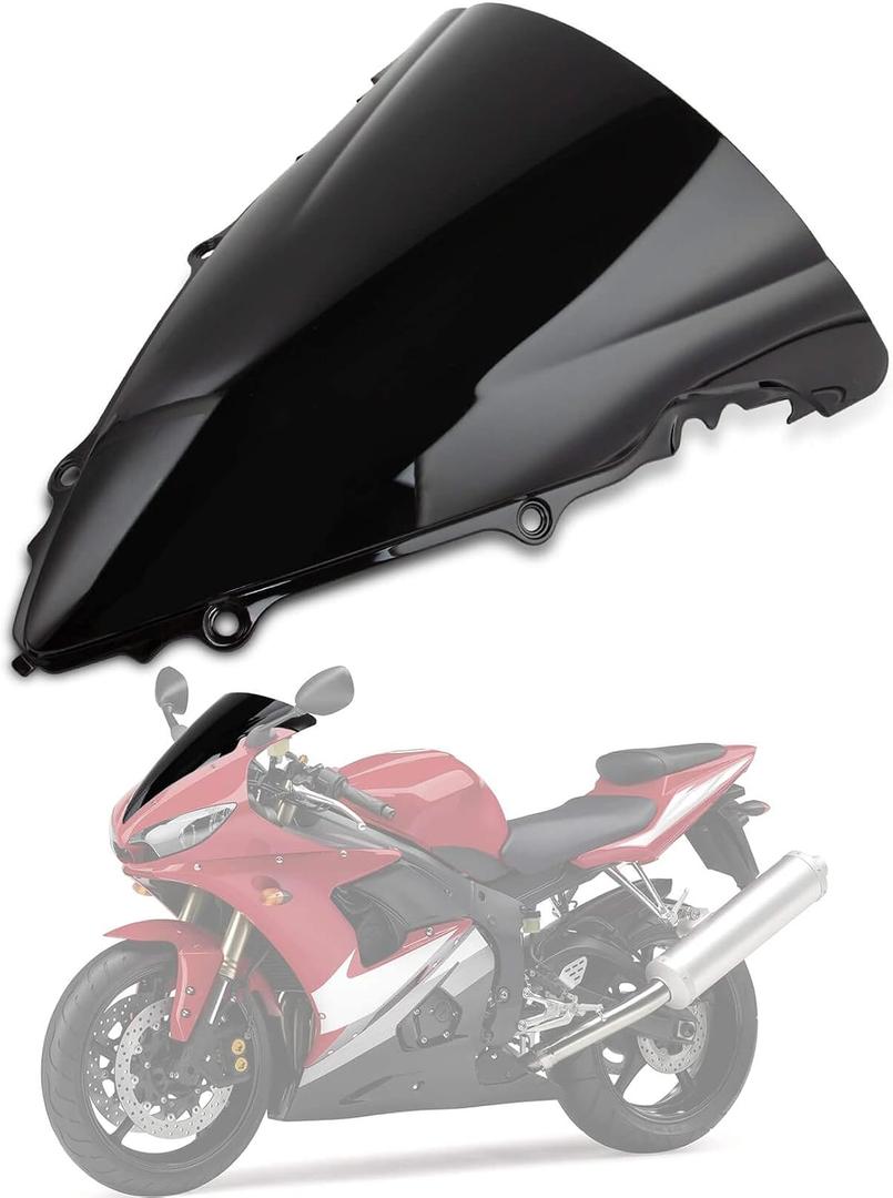 PSLER Double Bubble Windshield for YZF R6 2003-2005 R6S 2006-2009, Black