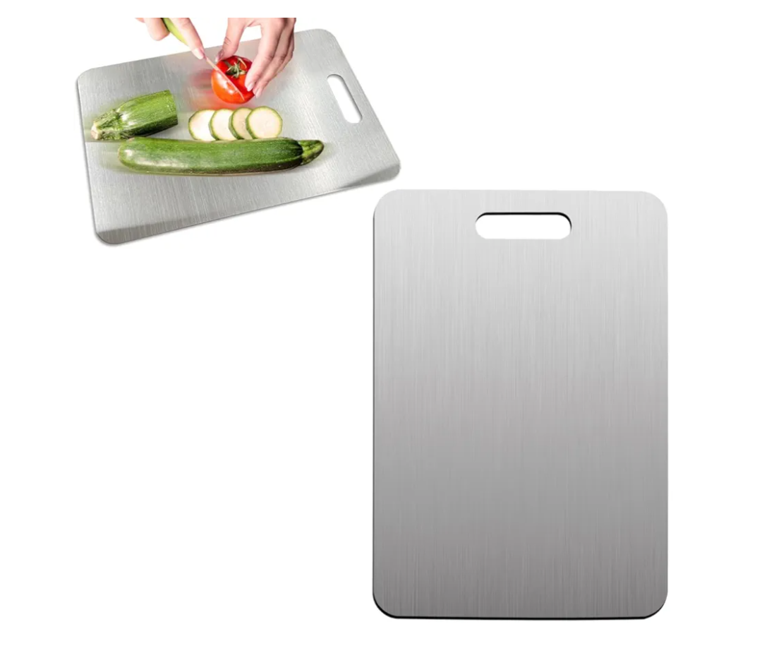 Stainless Steel Food-Grade Cutting Boards，Cutting Board Double Sided for Kitchen，Easy to Clean Non Stick Chopping Board，Perfect for Various Cooking Tasks(15.3 x 11 in)