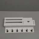 FifthQuarter Key Holder Wall Mount: Key and Mail Holder for Wall with 6 Hooks and Storage Drawer, Easy Installation Key Rack for Entryway Home Decor (A-White)