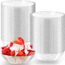 Gerrii 100 Pack Gold Glitter Plastic Bowls 14oz Disposable Salad Serving Bowls Heavy Duty Clear Dessert Soup Containers for Party, Wedding, Birthday, Dinner and Christmas (Silver)