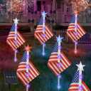4th of July Decorations Outdoor American Flag Lights, 6-Pack Red White and Blue Solar Stars Lights with 6 USA Flags & 30LED,Bright Patriotic Pathway Lights for Memorial Day Yard Lawn Decor