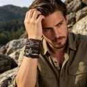 HZMAN Genuine Leather Tree of life Bracelets for Men Women