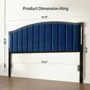 Upholstered Tufting Headboard for King Size Bed with Lights, Blue