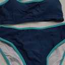 SUUKSESS Women High Waisted 2 Piece Bikini Set Cheeky High Cut Bandeau Swimsuit (Small, 61 Green Blue)