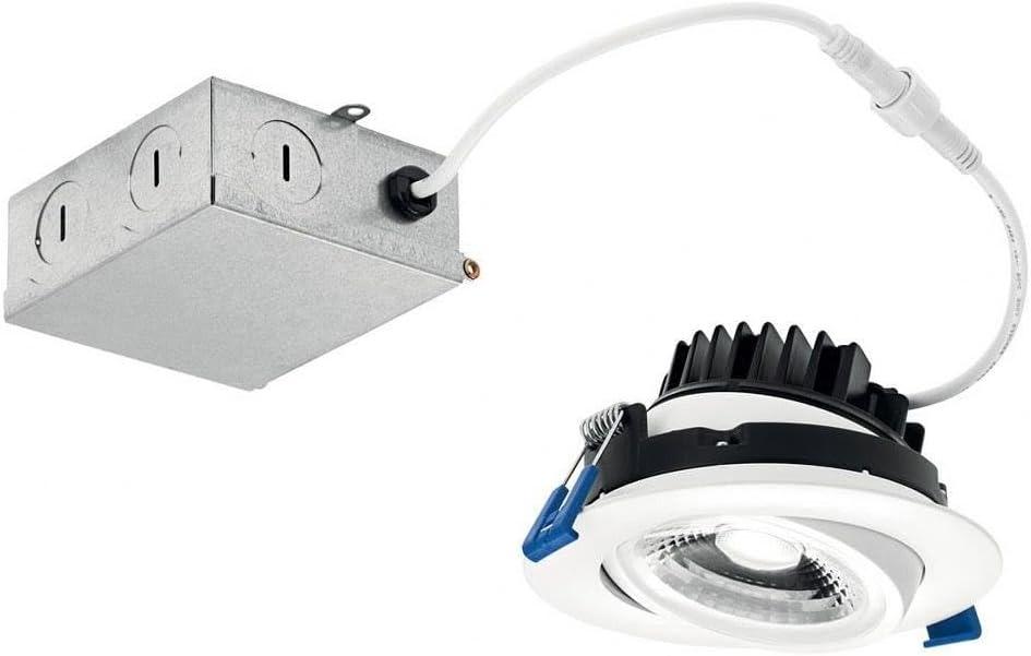 Kichler Direct-to-Ceiling 4 inch Round Gimbal 30K LED Downlight in White (2.5x17x5)