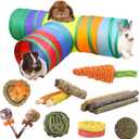 HERCOCCI Bunny Tunnels and Tubes, Collapsible Rabbit Hideout Tunnel Small Animal Activity Toys for Rabbits Bunnies Guinea Pigs Ferrets Kitty Puppy (3 Way Rainbow)